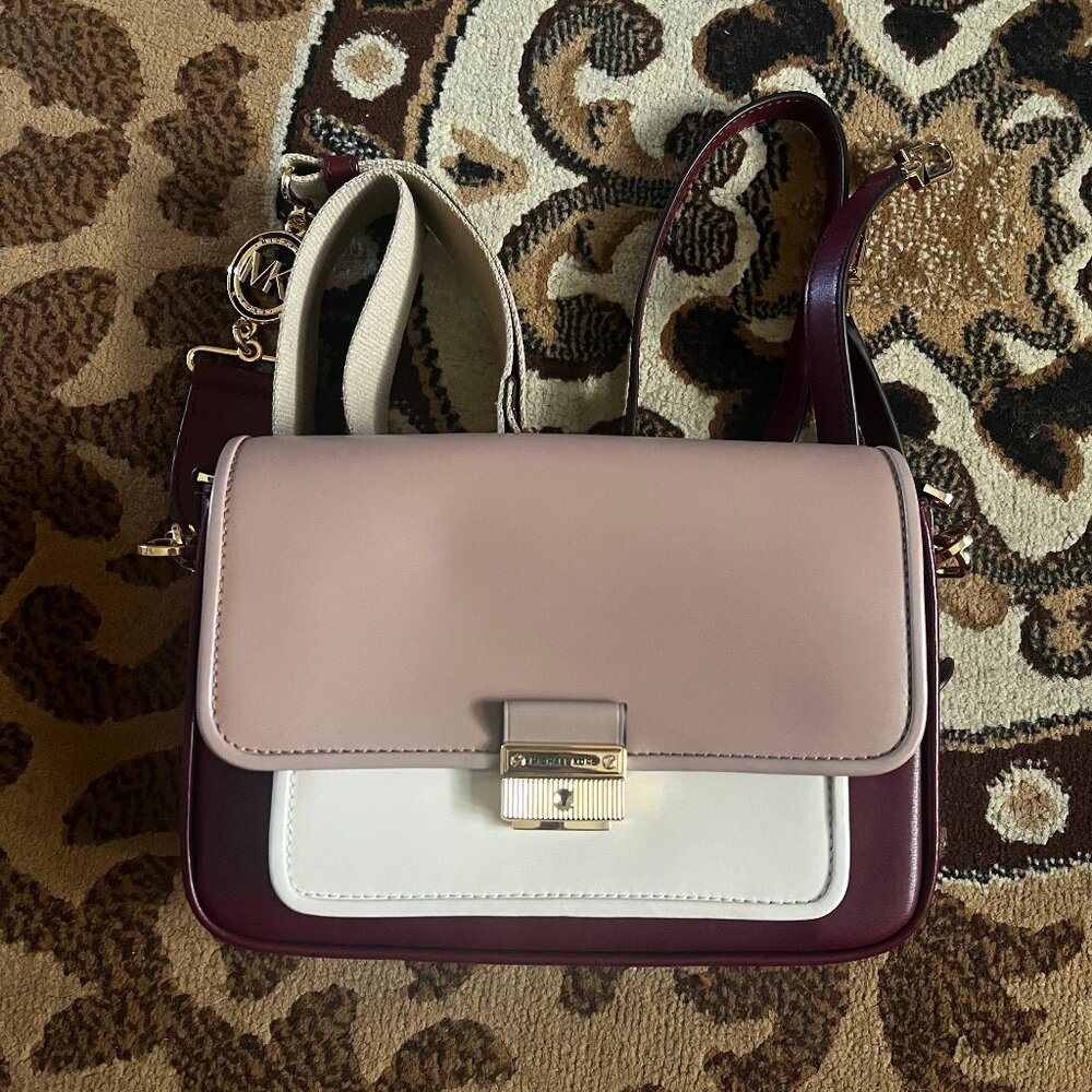 MICHAEL KORS Wine Purple/Pink Colorblock Shoulder Bag